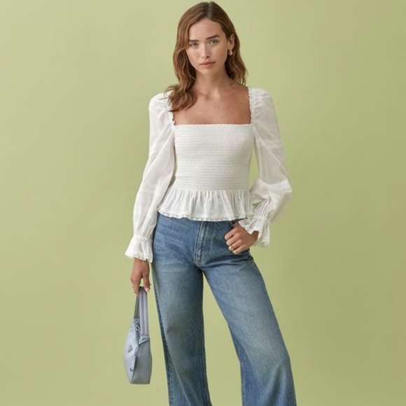 Reformation Roland Top In White Size Extra Large - Picture 2 of 9